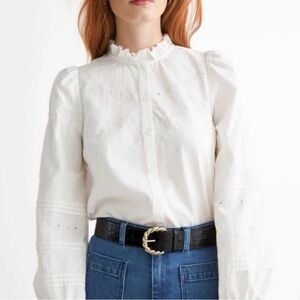 & Other Stories Embroidered Puff Sleeve Blouse